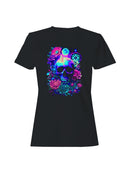 Cosmic Skull Neon Garden Art Women's T-shirt