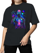 Cosmic Neon Human Anatomy Art Women's T-shirt