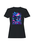 Cosmic Skull and Neon Nature Women's T-shirt