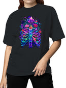 Vivid Floral Ribcage Art Women's T-shirt
