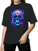 Cosmic Vision Vibrant Skull Art Women's T-shirt