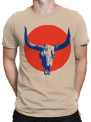 Western Skull Art with Red Sun Men's T-shirt