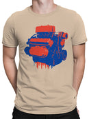 Retro Dual-Tone Engine Art Men's T-shirt
