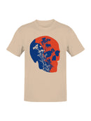 Floral Skull Art in Red and Blue Men's T-shirt