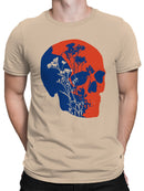 Floral Skull Art in Red and Blue Men's T-shirt
