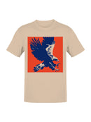 Bold Blue Eagle on Red Canvas Men's T-shirt