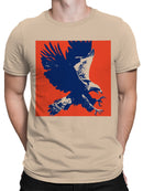 Bold Blue Eagle on Red Canvas Men's T-shirt