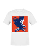 Bold Blue Eagle on Red Canvas Men's T-shirt