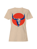 Western Skull Art with Red Sun Women's T-shirt