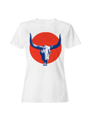 Western Skull Art with Red Sun Women's T-shirt