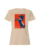 Gallant Stallion on Bold Red Women's T-shirt
