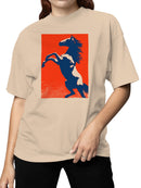 Gallant Stallion on Bold Red Women's T-shirt