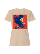 Bold Blue Eagle on Red Canvas Women's T-shirt