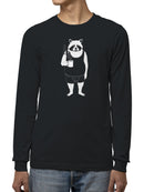 Coffee-Loving Raccoon in Shorts Men's Long Sleeve