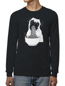 Pug Enjoying Noodles Design Men's Long Sleeve