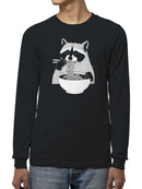 Raccoon Enjoying Noodles Delight Men's Long Sleeve