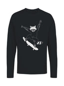 Skateboarding Raccoon Art Print Men's Long Sleeve
