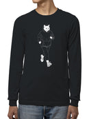 Jogging Cat in Hoodie Art Men's Long Sleeve