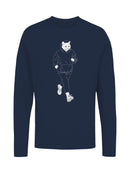 Jogging Cat in Hoodie Art Men's Long Sleeve
