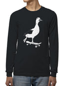 Skateboarding Duck Illustration Men's Long Sleeve