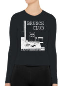 Raccoon Brunch Club Dining Art Women's Long Sleeve
