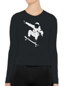 Cosmic Skater Astronaut Art Women's Long Sleeve