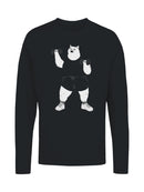 Buff Cat with Dumbbells Illustration Women's Long Sleeve