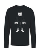 Bulldog Lifting Dumbbells Art Women's Long Sleeve