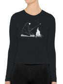 Campfire Bear Roasting Marshmallow Women's Long Sleeve
