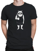 Coffee-Loving Raccoon in Shorts Men's T-shirt