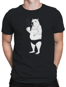 Sleepy Bear with Morning Coffee Men's T-shirt