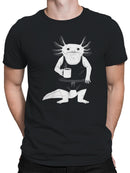 Coffee-Loving Axolotl Illustration Men's T-shirt