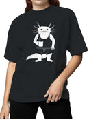 Coffee-Loving Axolotl Illustration Women's T-shirt