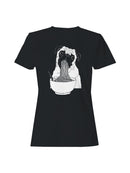 Pug Enjoying Noodles Design Women's T-shirt
