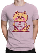 Adorable Cat Holding Be Mine Heart Men's T-shirt