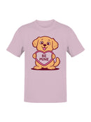 Cute Dog Holding Be Mine Heart Men's T-shirt