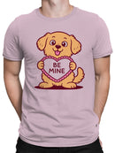 Cute Dog Holding Be Mine Heart Men's T-shirt