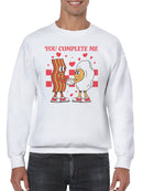 You Complete Me: Bacon & Coffee Love Men's Sweatshirt