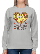 Heart Pizza Love at First Slice Women's Sweatshirt