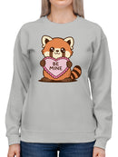 Adorable Red Panda Valentine's Design Women's Sweatshirt