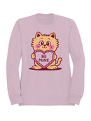 Adorable Cat Holding Be Mine Heart Women's Sweatshirt