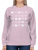 Hand-Drawn Heart Patterns Set Women's Sweatshirt