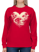 Surfer Paradise in Heart Wave Women's Sweatshirt