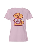 Cute Dog Holding Be Mine Heart Women's T-shirt