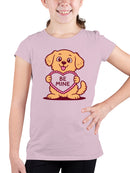 Cute Dog Holding Be Mine Heart Youth's T-shirt