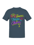 Beers, Tears & Cheers Neon Art Men's T-shirt
