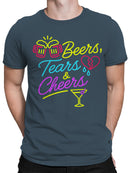 Beers, Tears & Cheers Neon Art Men's T-shirt