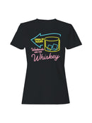 Whiskey Neon Ice Cube Design Women's T-shirt