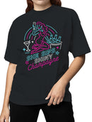 Neon Champagne Celebration Design Women's T-shirt