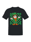 Officially Licensed St. Patrick's Day Lucky Leprechaun Checkerboard Design Men's T-shirt